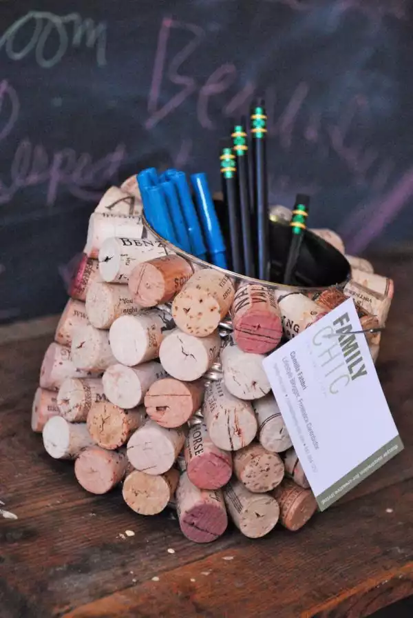 Cork pencil cup