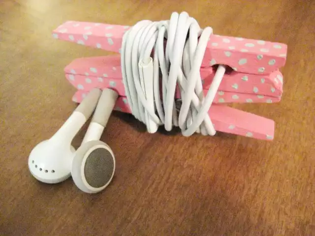 Simple Clothespin Headphone Organizer
