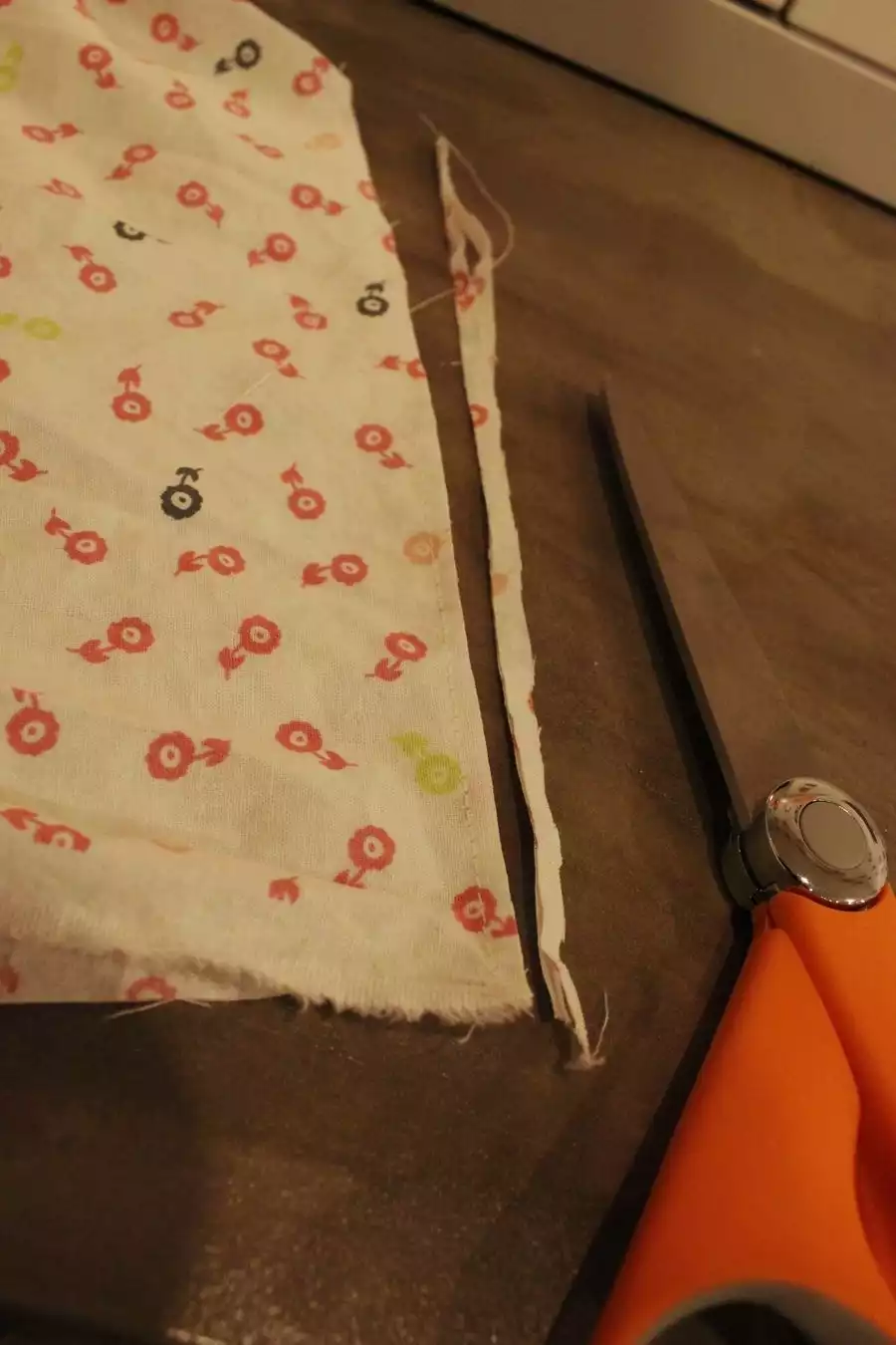 Freshly sewn edge