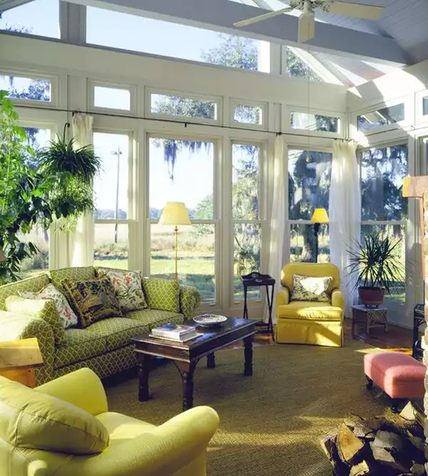 High ceiling sunroom