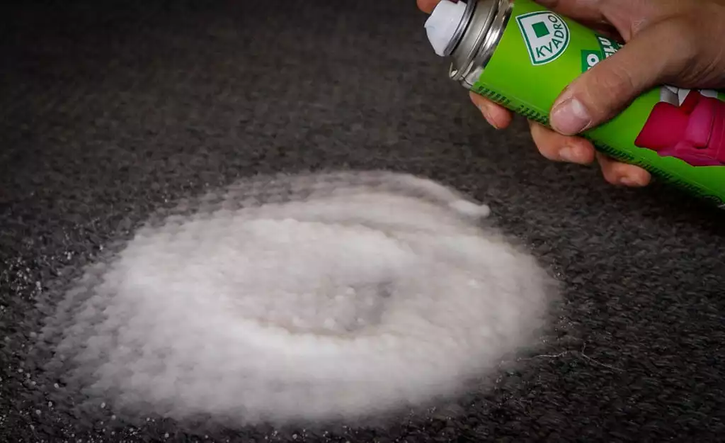 cleaning a wax stain from carpet with a stain removing product