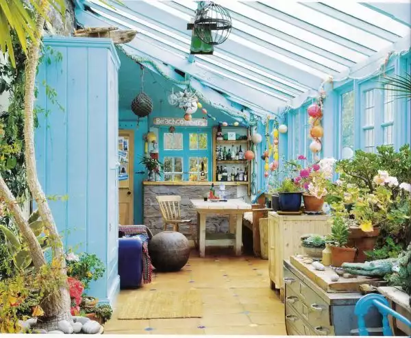 Turquoise sunroom