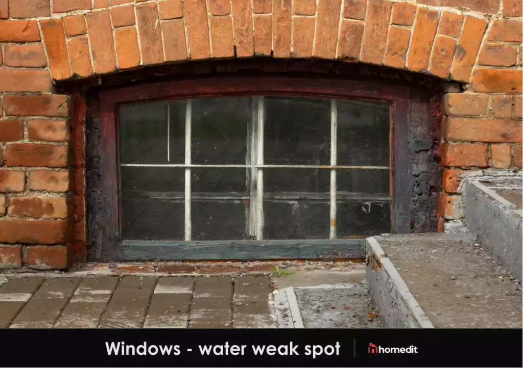 Windows basement water weak spot
