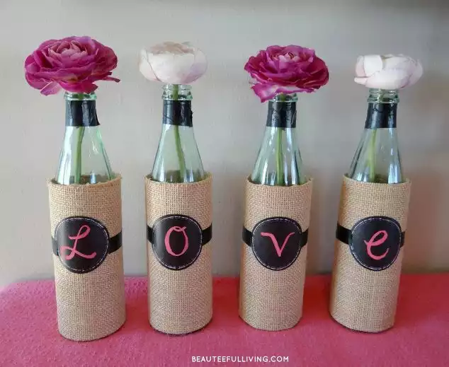 wine bottle vases centerpiece