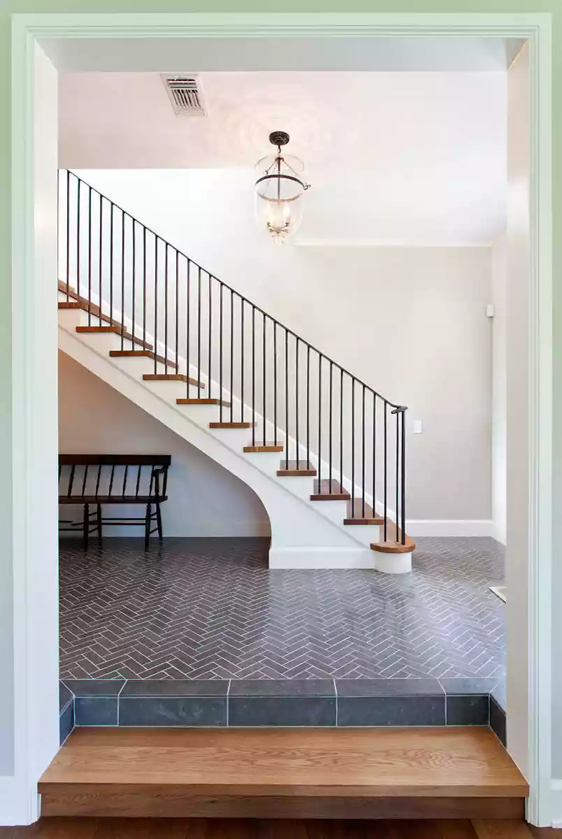 Black Tile Herringbone Floor