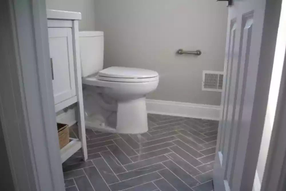 Grey Herringbone Tile Floor