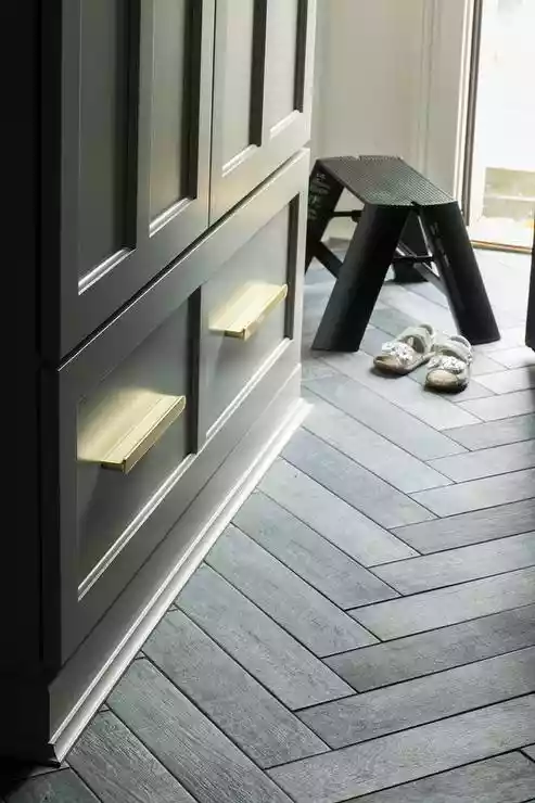 Slate Herringbone Tile Floor