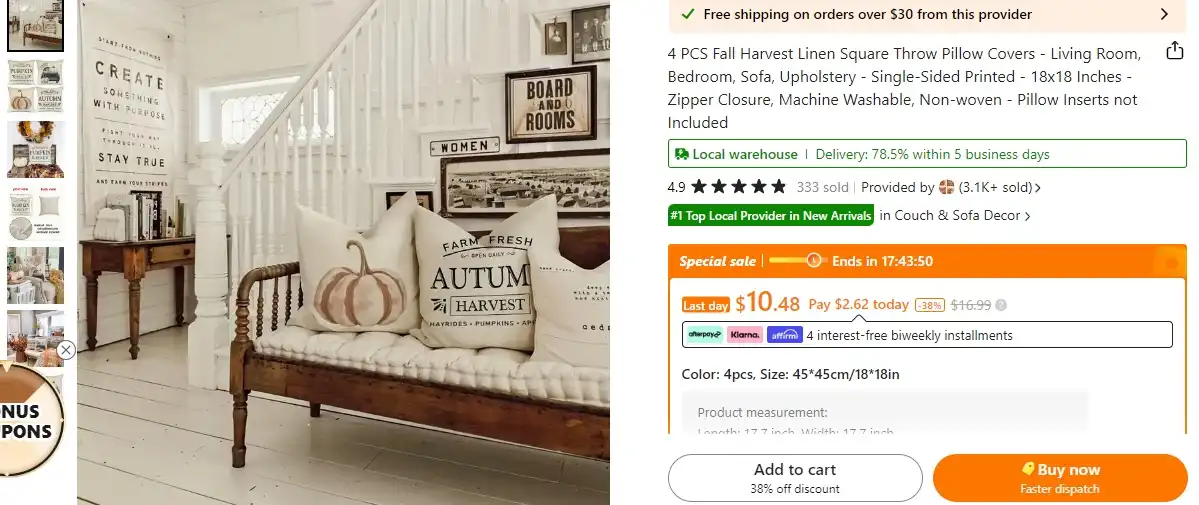 Fall Harvest Linen Throw Pillow Covers