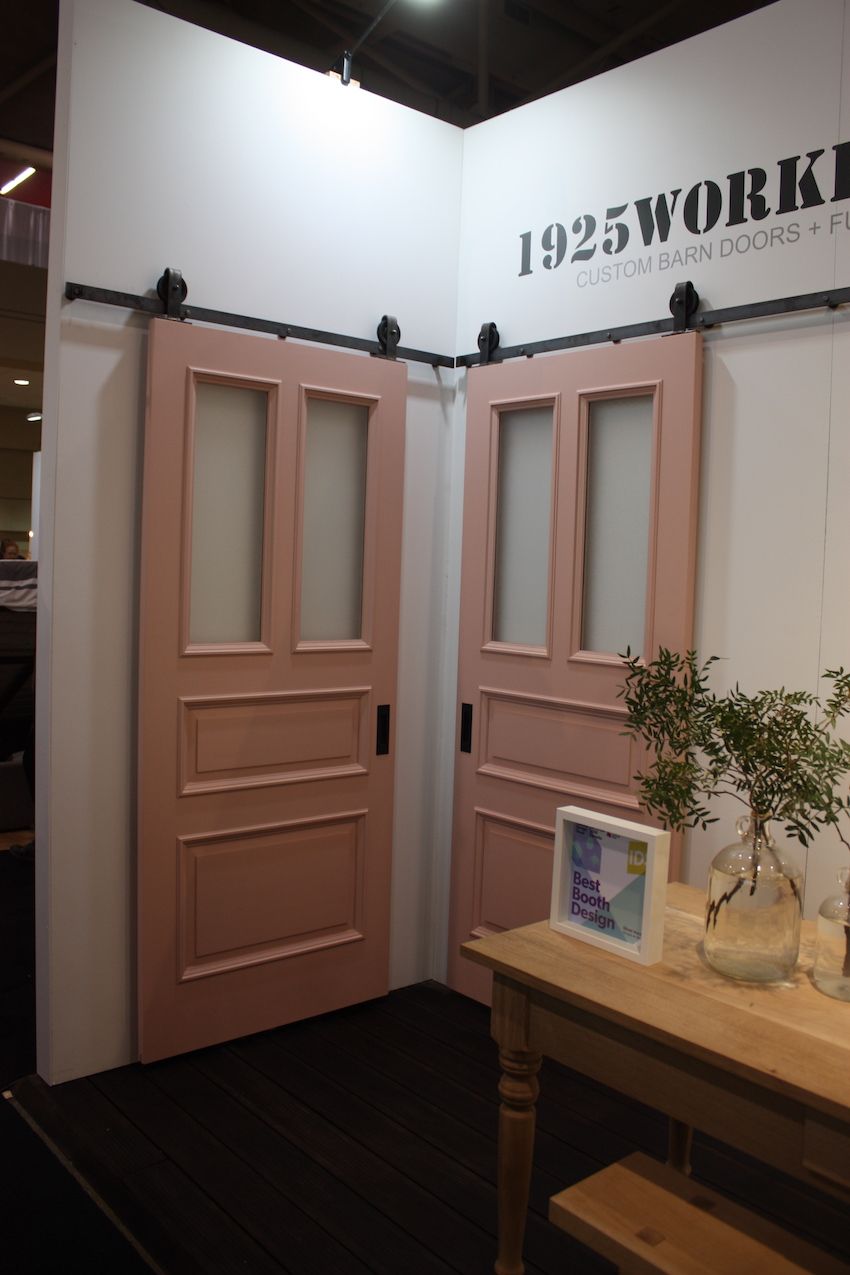 Even doors can be painted in pink, like these custom barn sliders by 1925WorkBench.