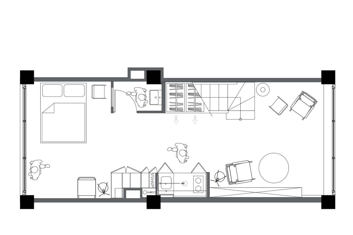 33 m² flat plan and idea from Studio Bazi plan