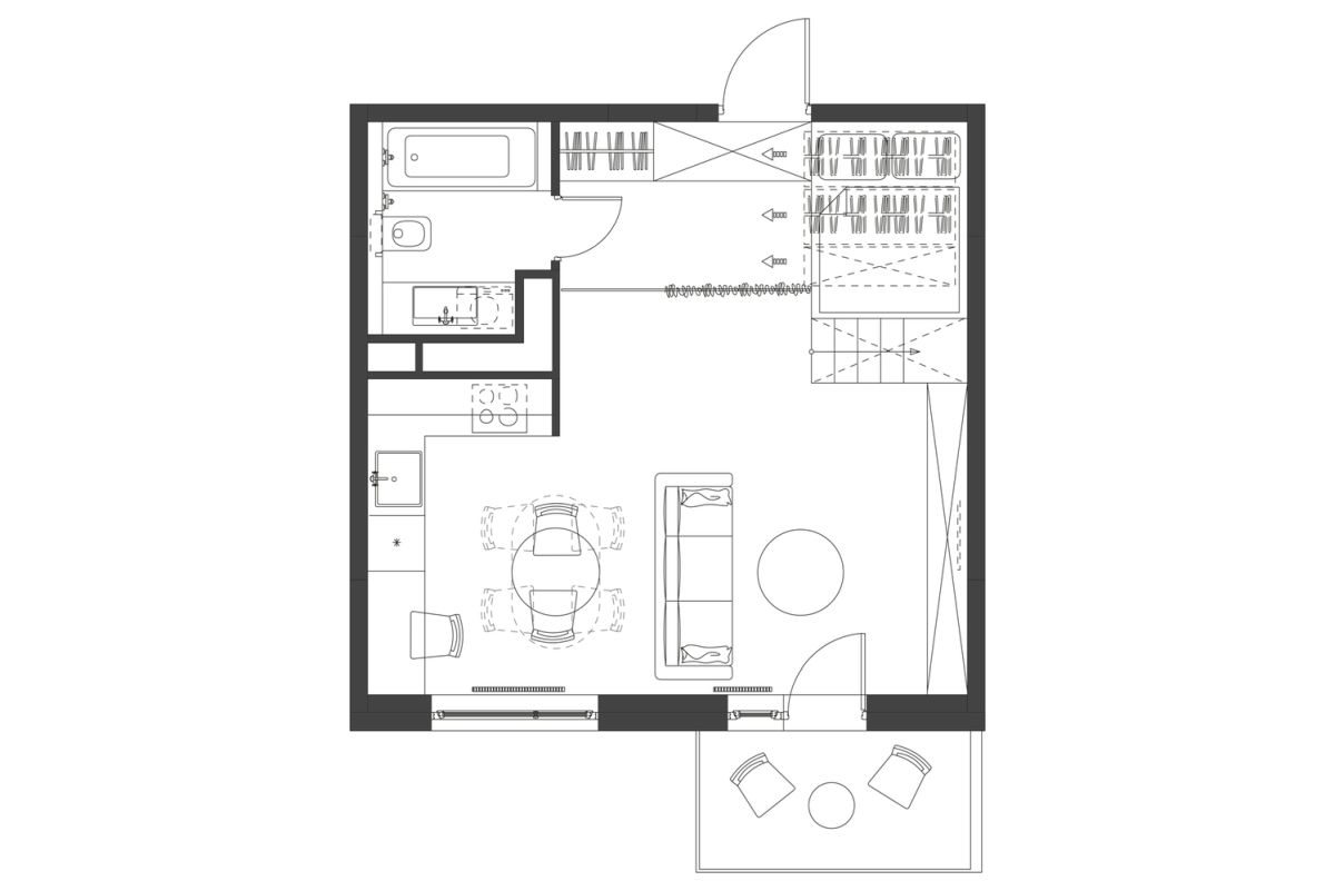 35m2 Flat small plan by Studio Bazi plan