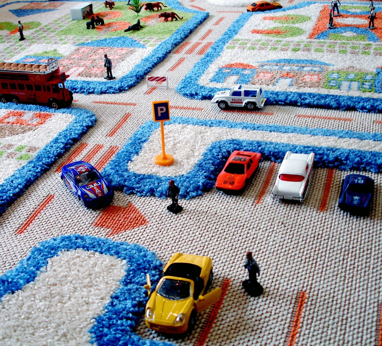 Town map rug with roads