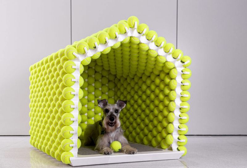 3D Printed Dog House Made of Over 1000 Tennis Balls