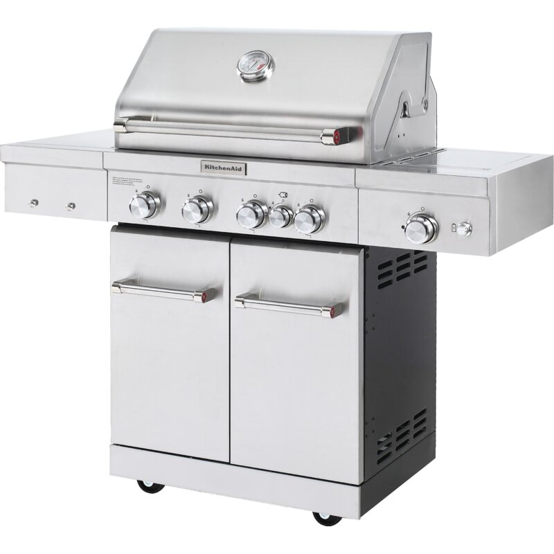 4 Burner Built In Natural and Propane Gas Grill with Cabinet