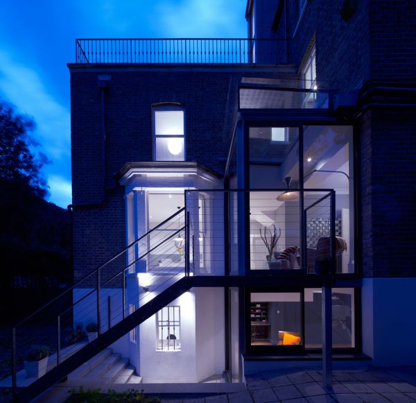 5 story london townhouse glass extension