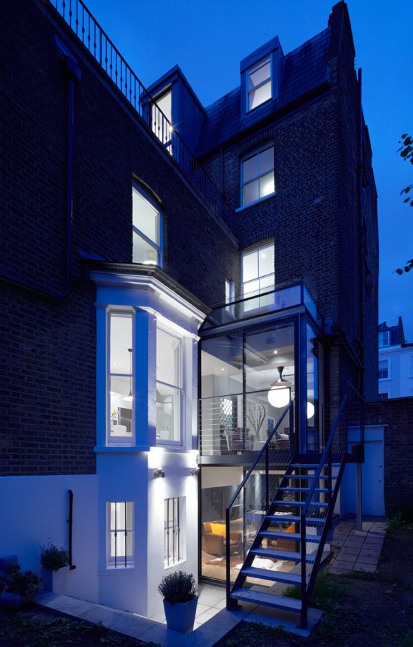 5 story london townhouse glass extension1