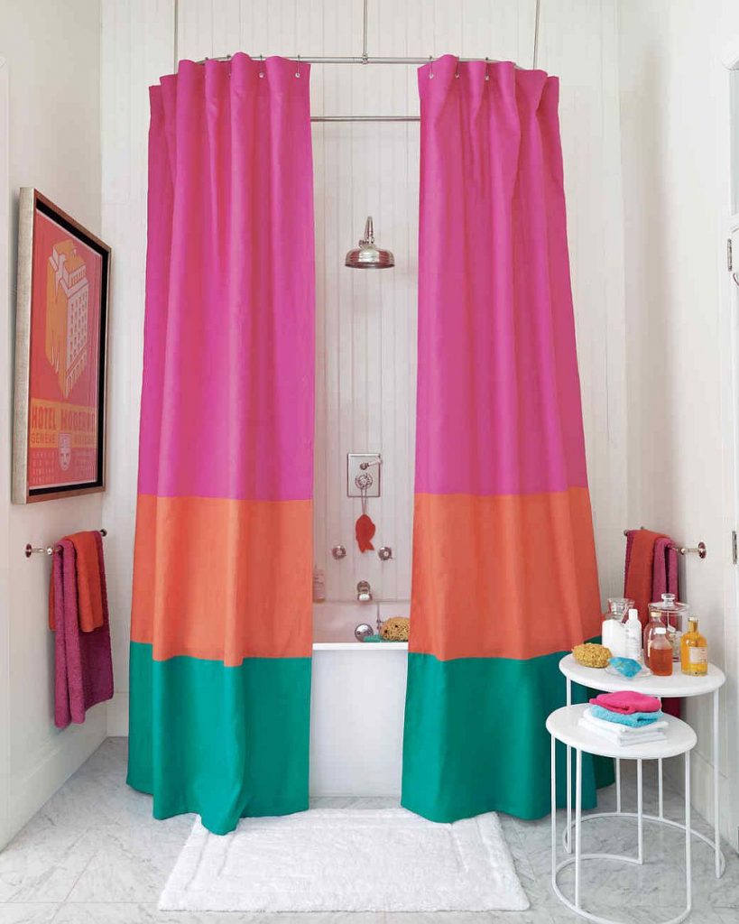 Large Horizontal Colorblock Stripes Shower Curtain