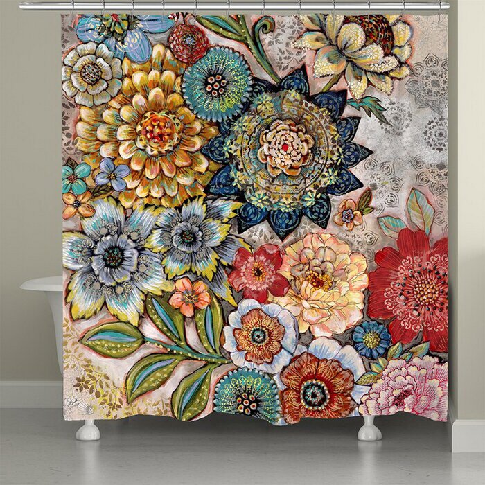 shower curtain A Bright and Floral Shower Curtain