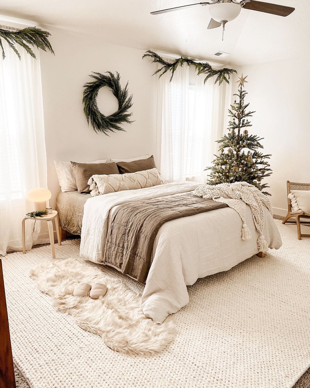 A Christmas tree in the bedroom