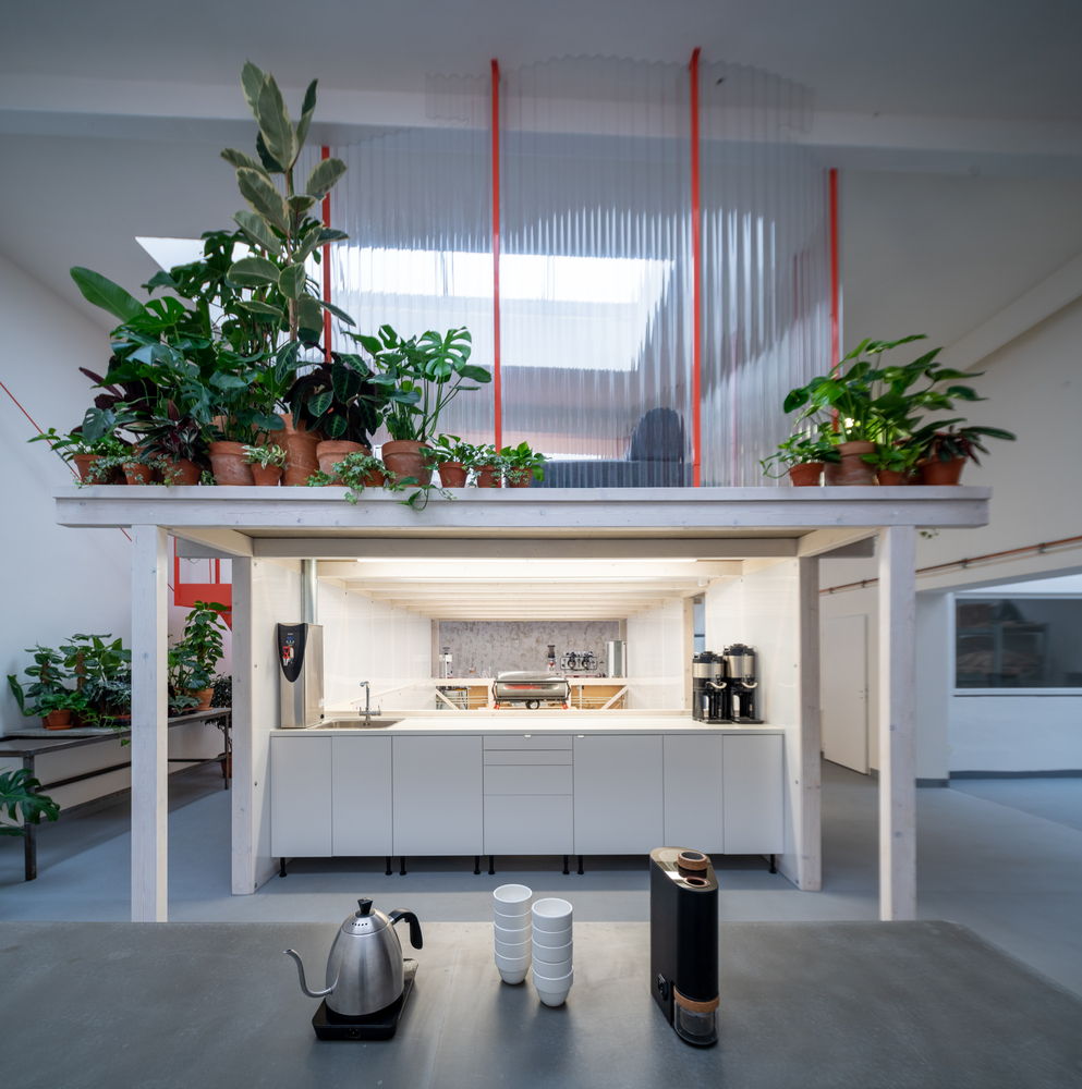 A Coffee Stand Decorated with Plants