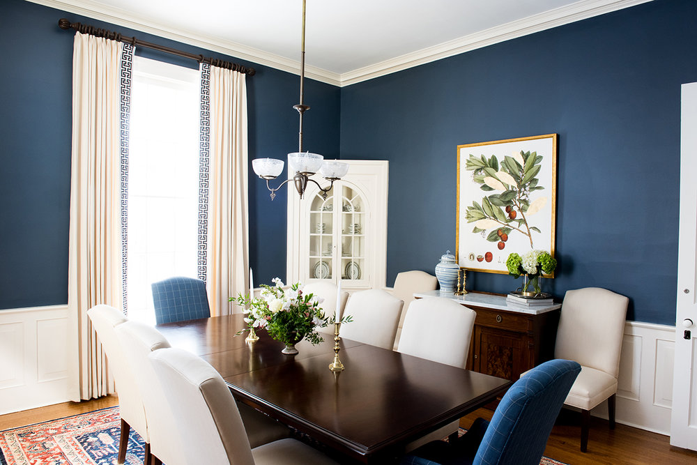 A Formal Blue Dining Room