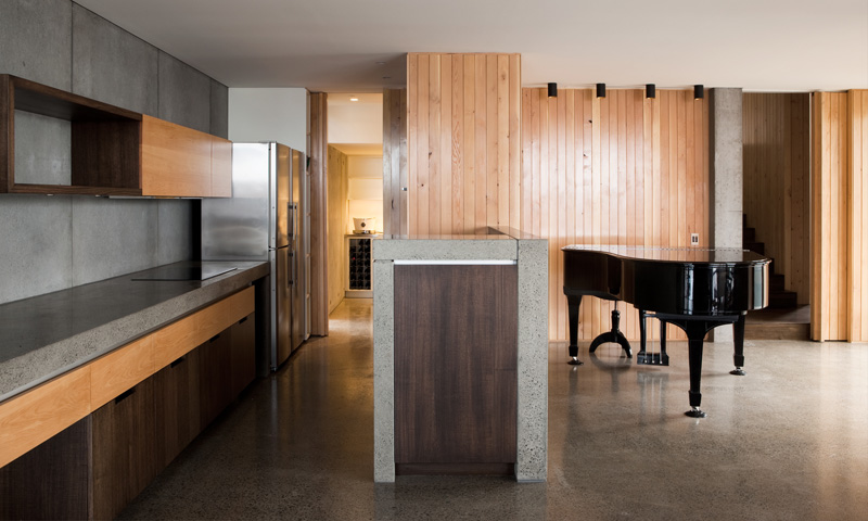 A Home Overhanging The Harbor In Hobart with polished concrete floor