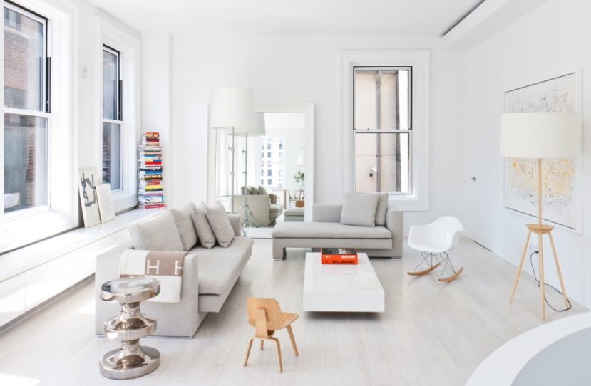 A Scandinavian white living room