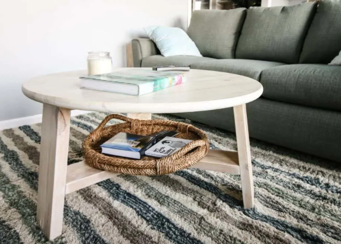 A White Stained Circular Coffee Table