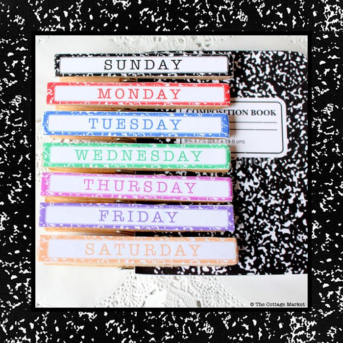 A cute clothespin for each day of the week