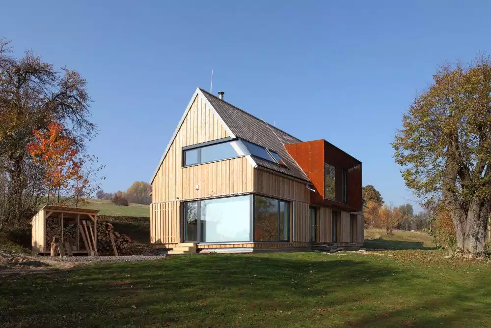 A frame Wooden Cabin Roprachtice House