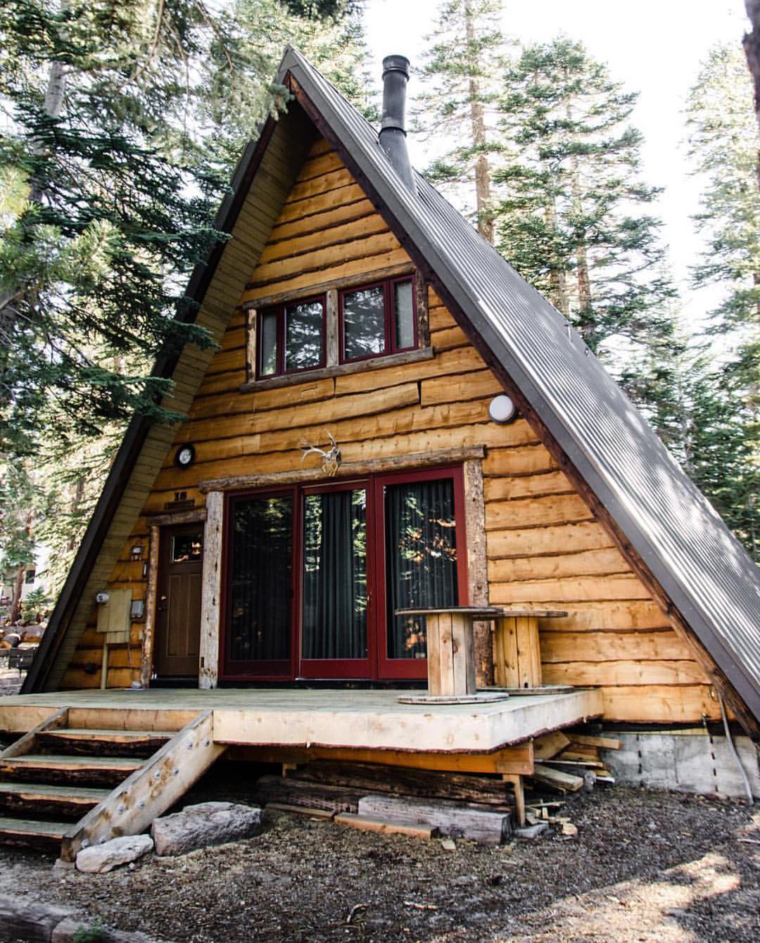 A frame cabin tin roof