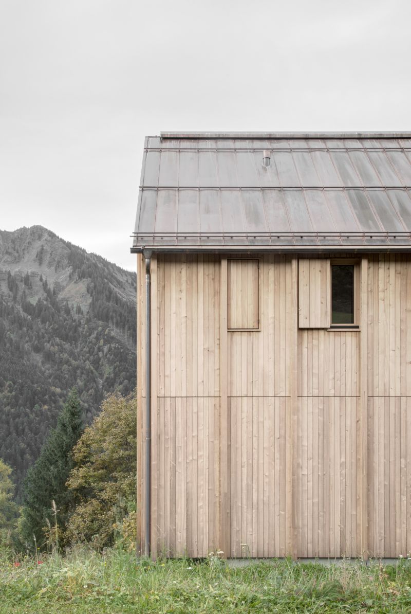 A mountain house on a steep slope mountain