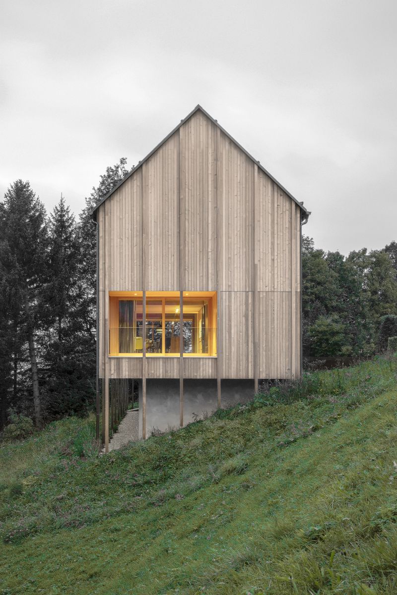 A mountain house on a steep slope window