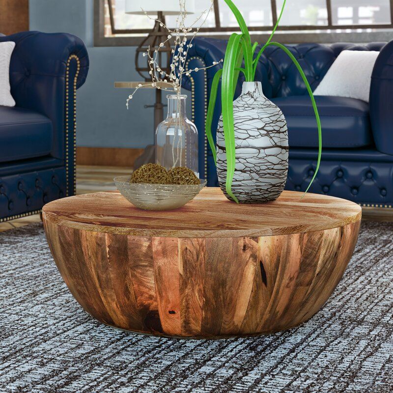 A solid wood coffee table