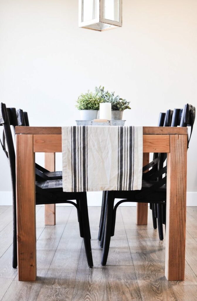 A straight cut standard dining table