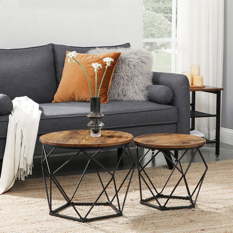 A stylish pair of modern industrial tables