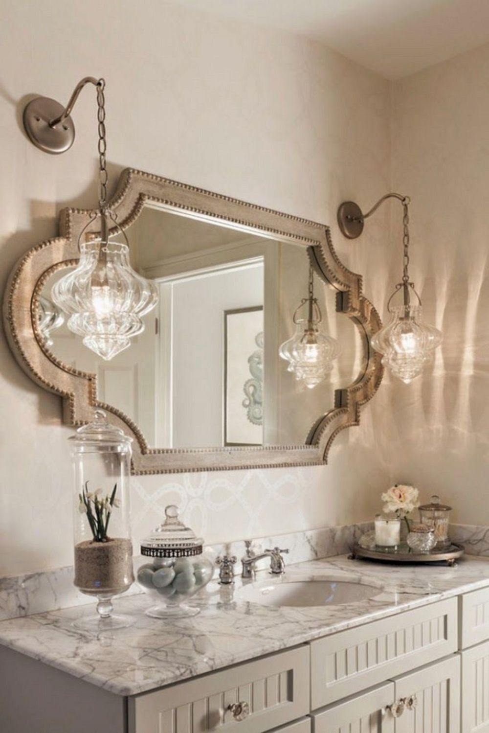 Add a twist to bathroom with mirror