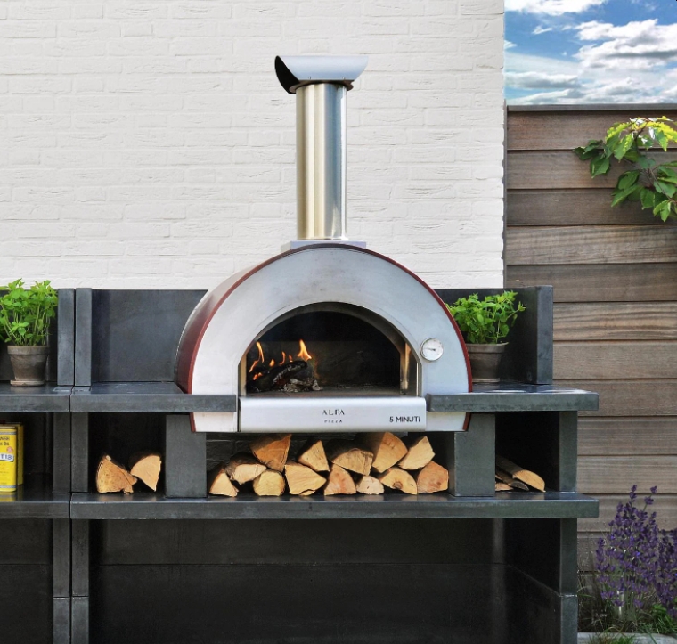 Alfa 5 Minuti 23 Inch Outdoor Countertop Wood Fired Pizza Oven