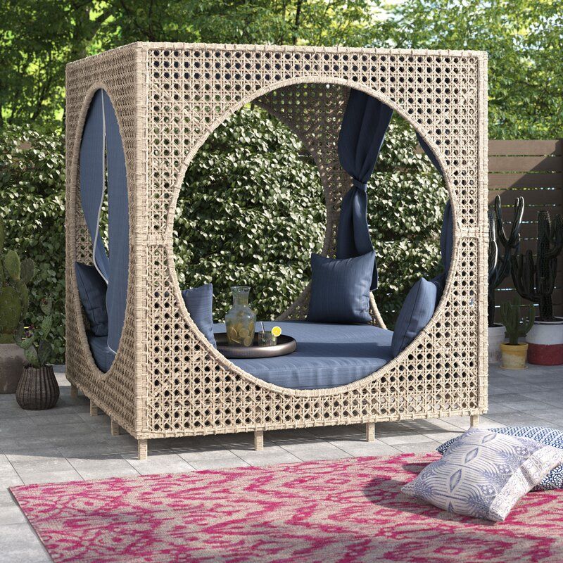 Amabel Outdoor Wicker Patio Daybed with Cushions