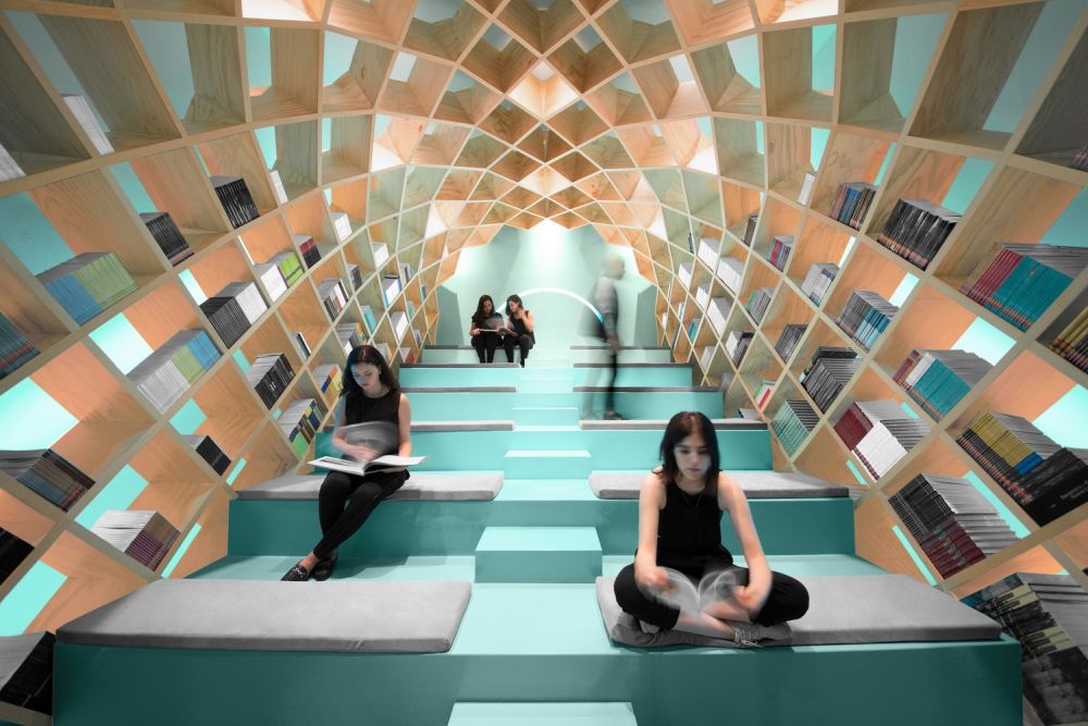 Amazing Conarte Bookstore Architecture Design by Anagrama