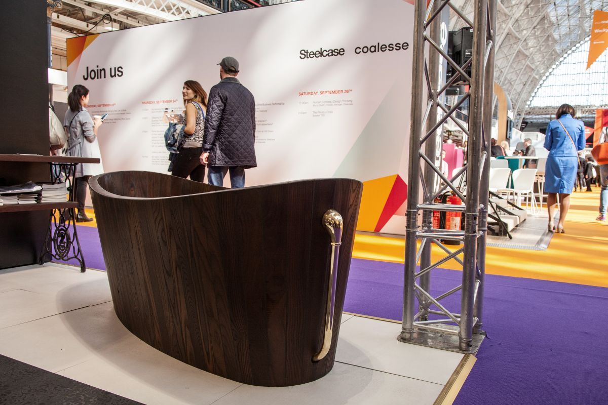 From any angle, it's a beautiful wooden bathtub.
