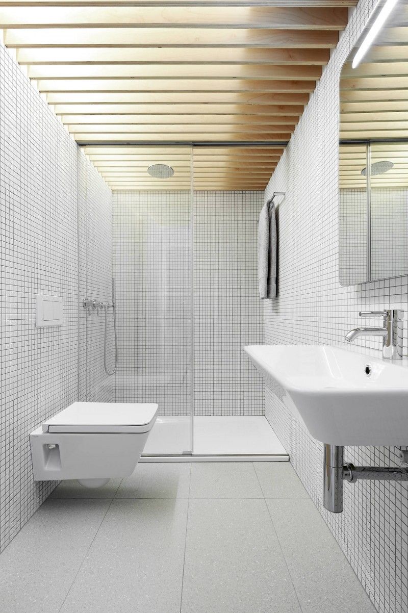 Apartment interior design white mosaic white tiles for bathroom