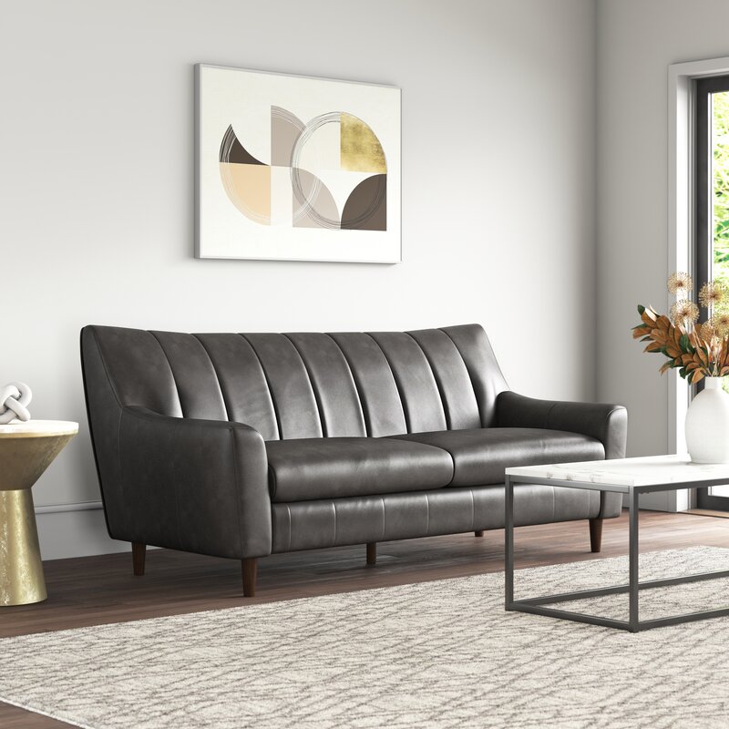 Mercury Row® Apperson Genuine Leather 78" Flared Arm Sofa