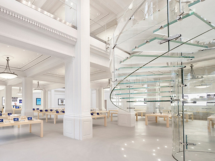 Apple store in Amsterdam Spiral Glass staircase