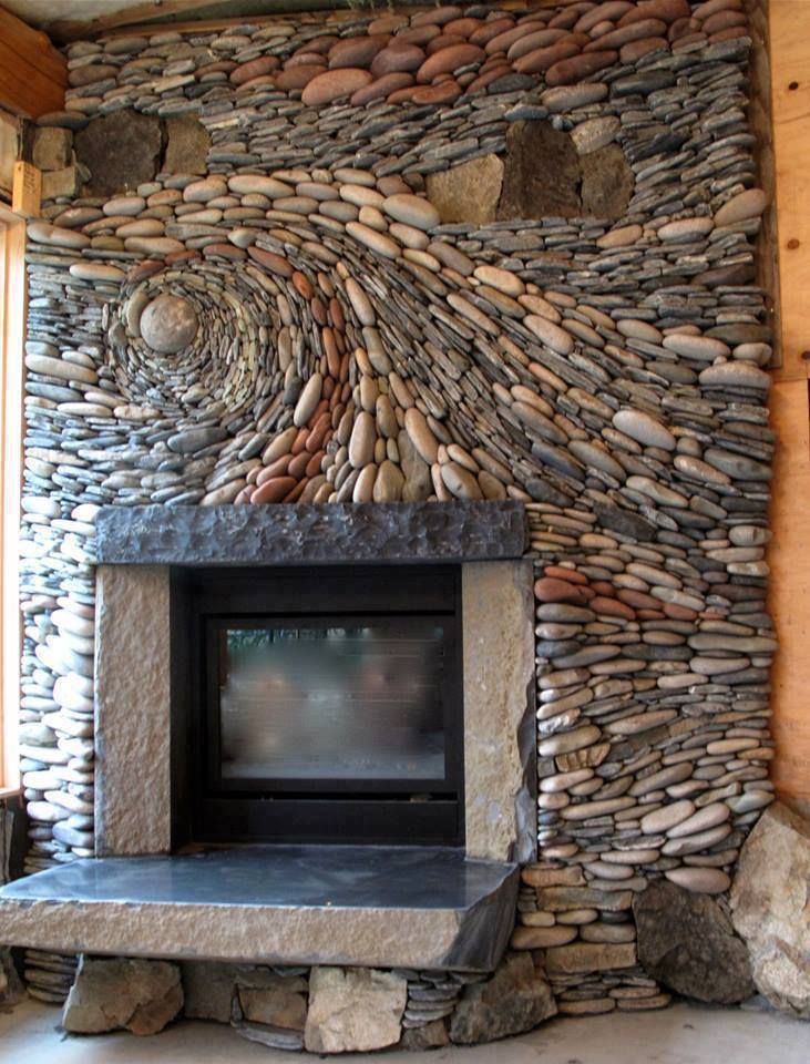 Artistic rock design for fireplace