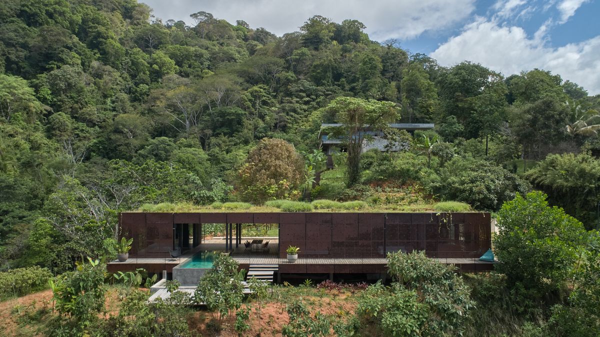 Atelier Costa Rica house with Green Roof by Formafatal swimming pool