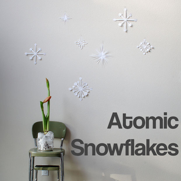 Atomic snowflakes on wall