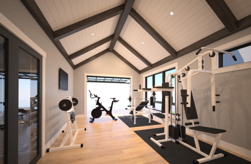 A cozy attic gym