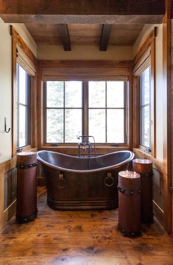 Austin Cabin Walton Architecture copper bathtub