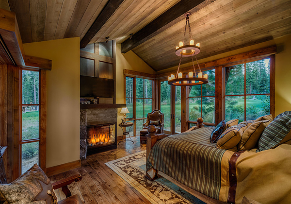 Austin Cabin Walton Architecture fireplace bedroom